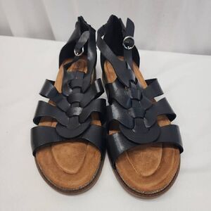 Earth Women's Size 11 Dale Flat Sandal Black Leather P